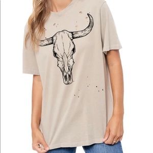 NWT IVORY (not like cover) ZUTTER Longhorns Tee Size S